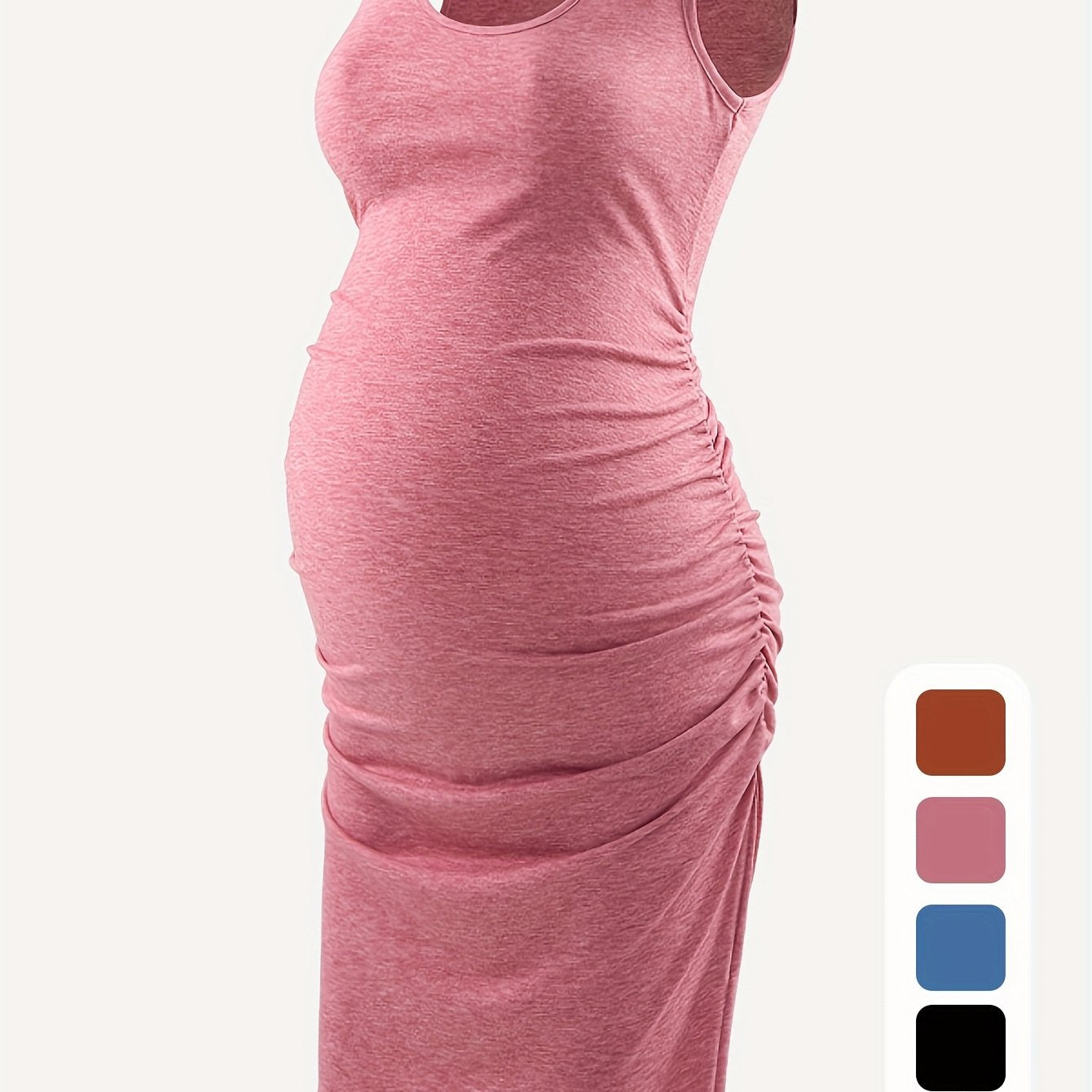 Rochie tanc elegantă pentru gravidă, rochie cu volanată laterală fără mâneci, haine pentru gravide de vară