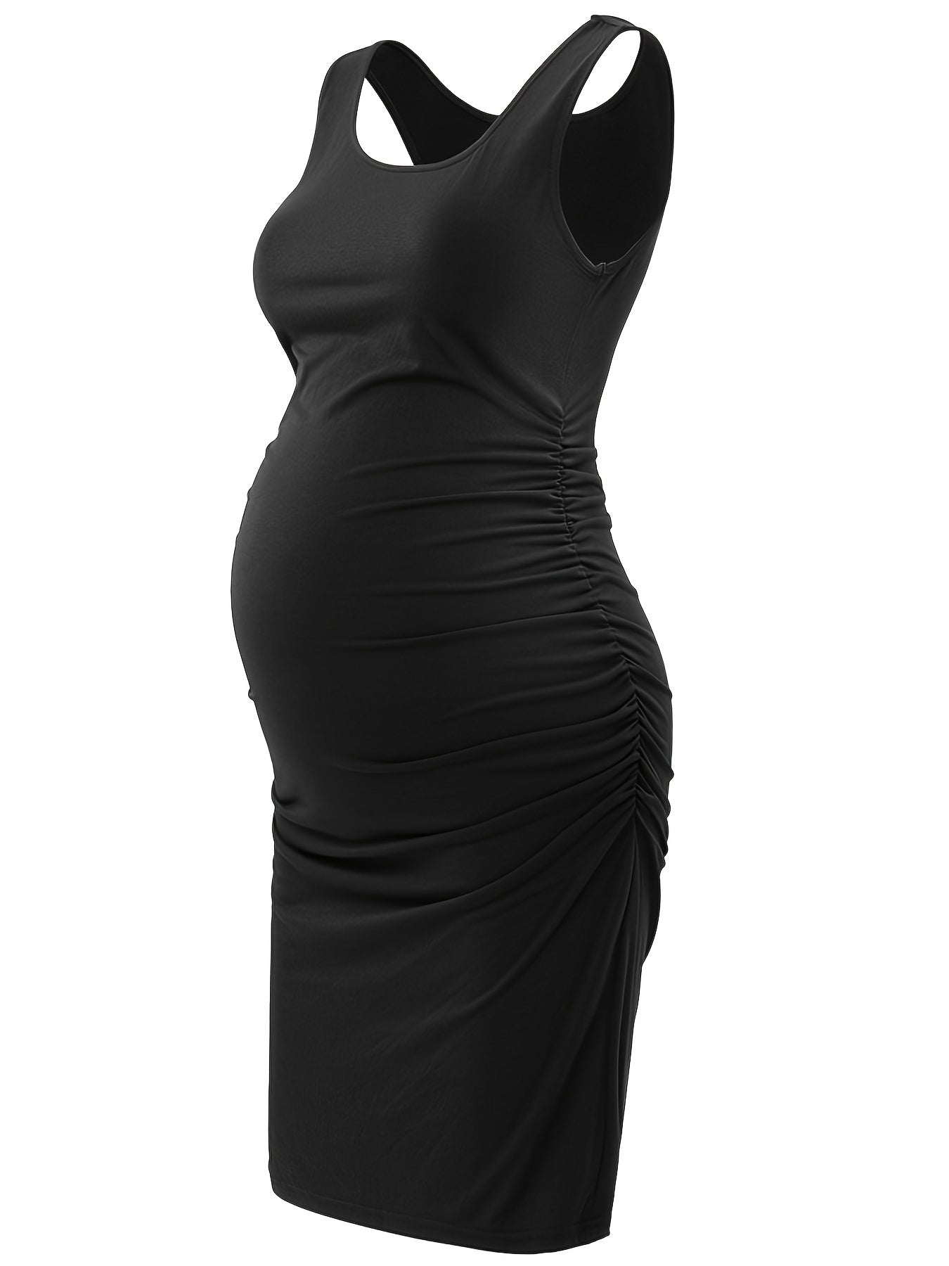 Rochie tanc elegantă pentru gravidă, rochie cu volanată laterală fără mâneci, haine pentru gravide de vară