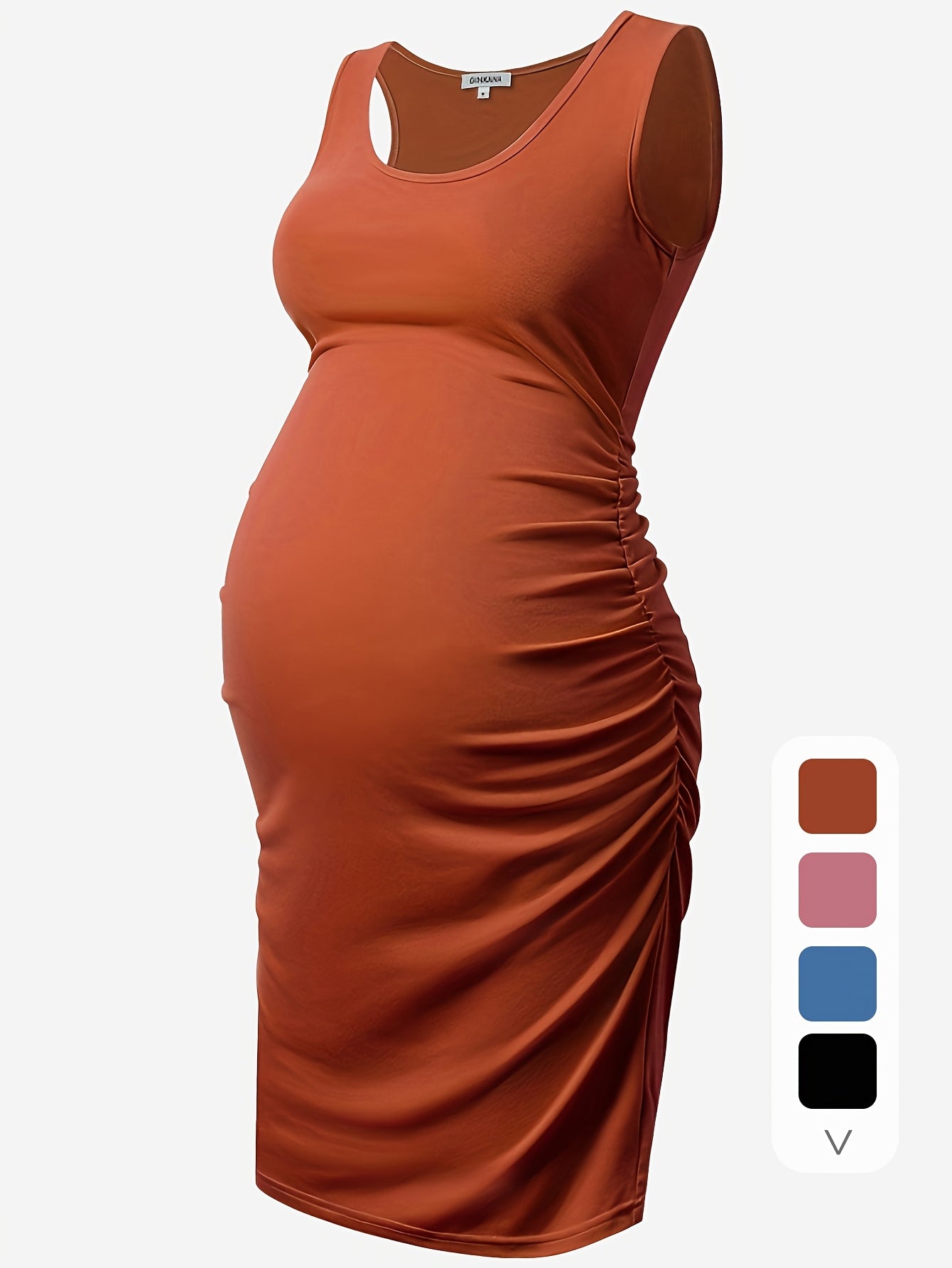 Rochie tanc elegantă pentru gravidă, rochie cu volanată laterală fără mâneci, haine pentru gravide de vară