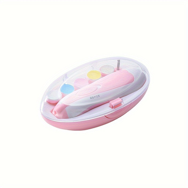 Kit de taiat unghii electric pentru tineri UNICHERRY 6 în 1, roz și albastru - Îngrijire sigură și ușoară pentru tineri până la adulți cu lumină LED, 6 plăcuțe de șlefuit și pilă de unghii
