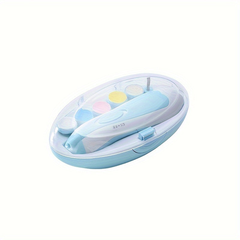 Kit de taiat unghii electric pentru tineri UNICHERRY 6 în 1, roz și albastru - Îngrijire sigură și ușoară pentru tineri până la adulți cu lumină LED, 6 plăcuțe de șlefuit și pilă de unghii