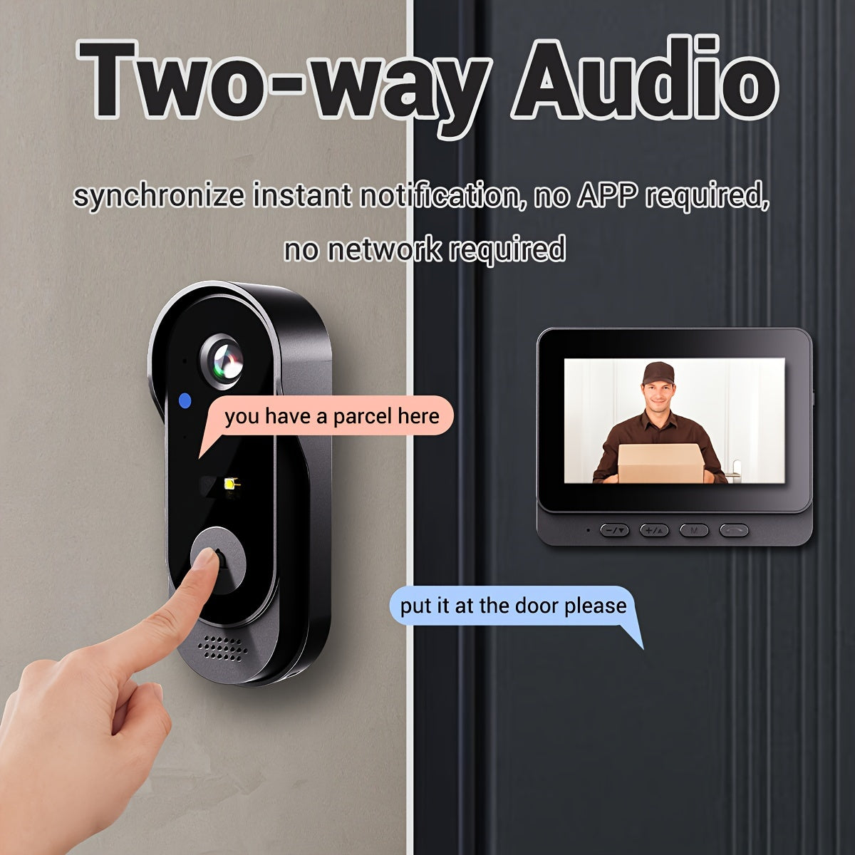 Sonerie video, impermeabilă cu monitor de interior, ecran de 10,92 cm, acceptă interfon bidirecțional, memorie card TF cu viziune nocturnă, sonerie inteligentă, supraveghere video, dispozitiv de securitate modern,