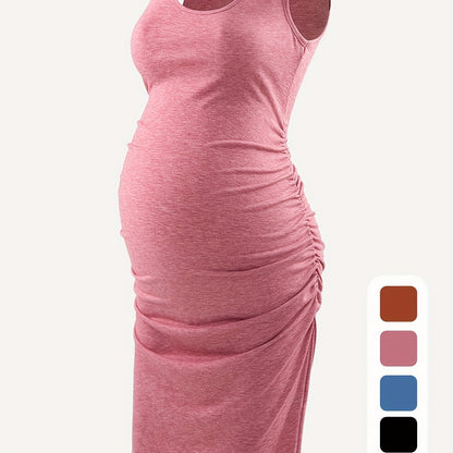 Rochie tanc elegantă pentru gravidă, rochie cu volanată laterală fără mâneci, haine pentru gravide de vară