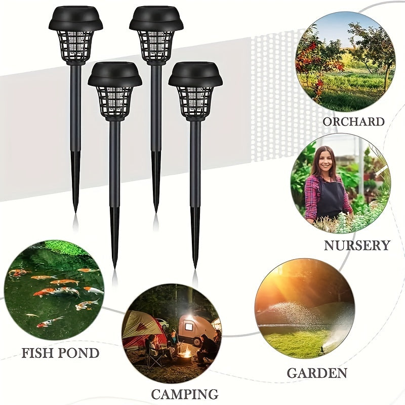 Lampa solară împotriva țânțarilor, două moduri, lumină albă, mov, în aer liber, rotund, împotriva țânțarilor, grădină, curte, vilă, gazon, insecte, lampă de iluminat, rezistentă la apă