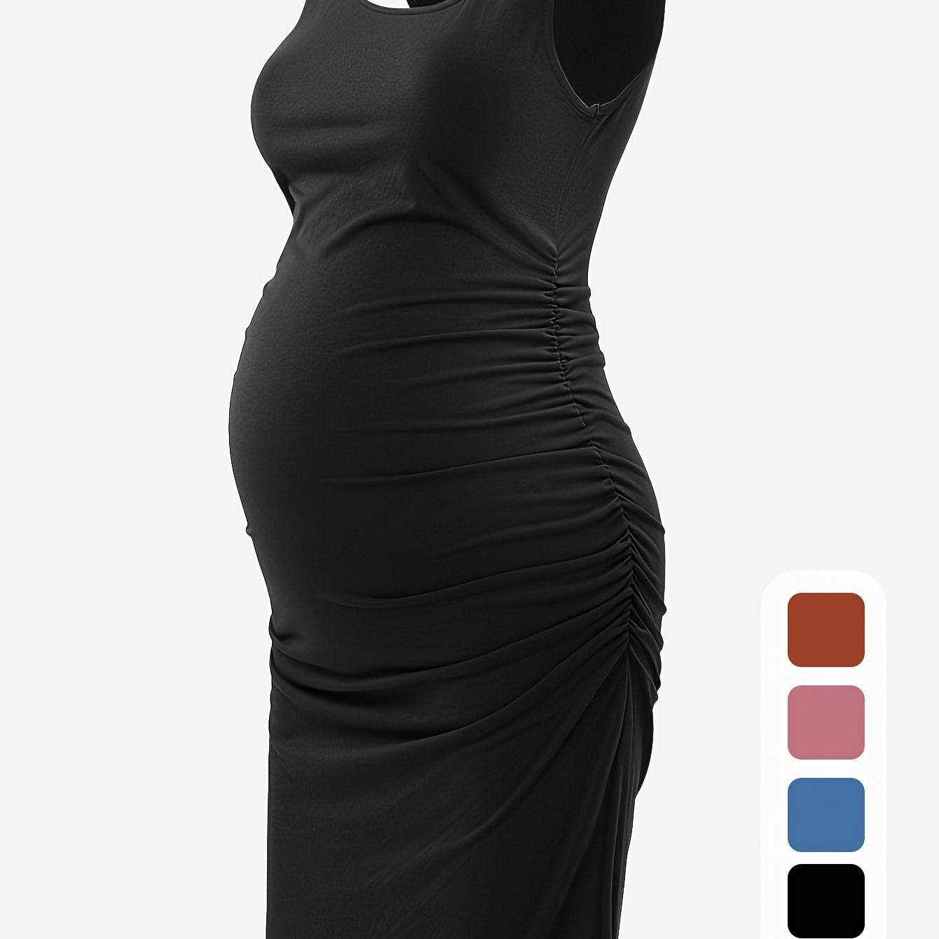 Rochie tanc elegantă pentru gravidă, rochie cu volanată laterală fără mâneci, haine pentru gravide de vară