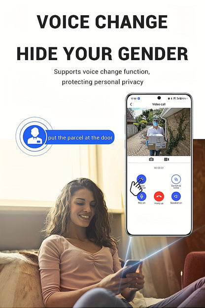 Soneria inteligentă vizuală Dingdong, 2,4 GHz WiFi Wireless Viziune nocturnă de înaltă definiție, 72 de ore de stocare video în cloud, Funcție inteligentă de schimbare a vocii