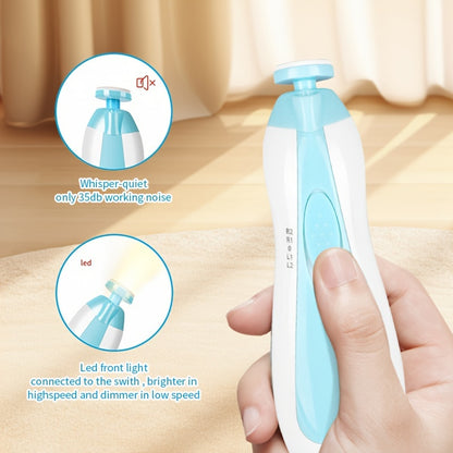 Kit de taiat unghii electric pentru tineri UNICHERRY 6 în 1, roz și albastru - Îngrijire sigură și ușoară pentru tineri până la adulți cu lumină LED, 6 plăcuțe de șlefuit și pilă de unghii