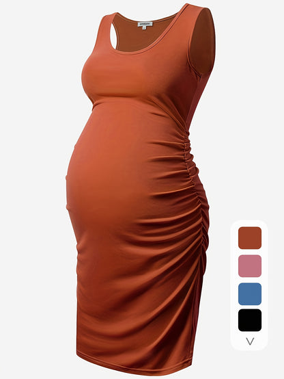 Rochie tanc elegantă pentru gravidă, rochie cu volanată laterală fără mâneci, haine pentru gravide de vară