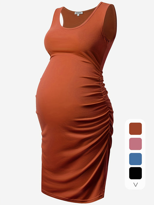 Rochie tanc elegantă pentru gravidă, rochie cu volanată laterală fără mâneci, haine pentru gravide de vară