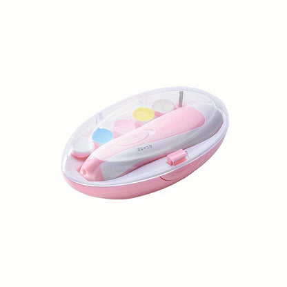 Kit de taiat unghii electric pentru tineri UNICHERRY 6 în 1, roz și albastru - Îngrijire sigură și ușoară pentru tineri până la adulți cu lumină LED, 6 plăcuțe de șlefuit și pilă de unghii