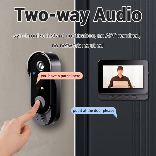 Sonerie video, impermeabilă cu monitor de interior, ecran de 10,92 cm, acceptă interfon bidirecțional, memorie card TF cu viziune nocturnă, sonerie inteligentă, supraveghere video, dispozitiv de securitate modern,