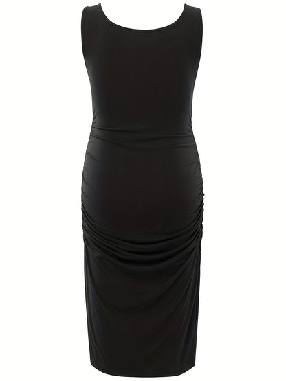 Rochie tanc elegantă pentru gravidă, rochie cu volanată laterală fără mâneci, haine pentru gravide de vară
