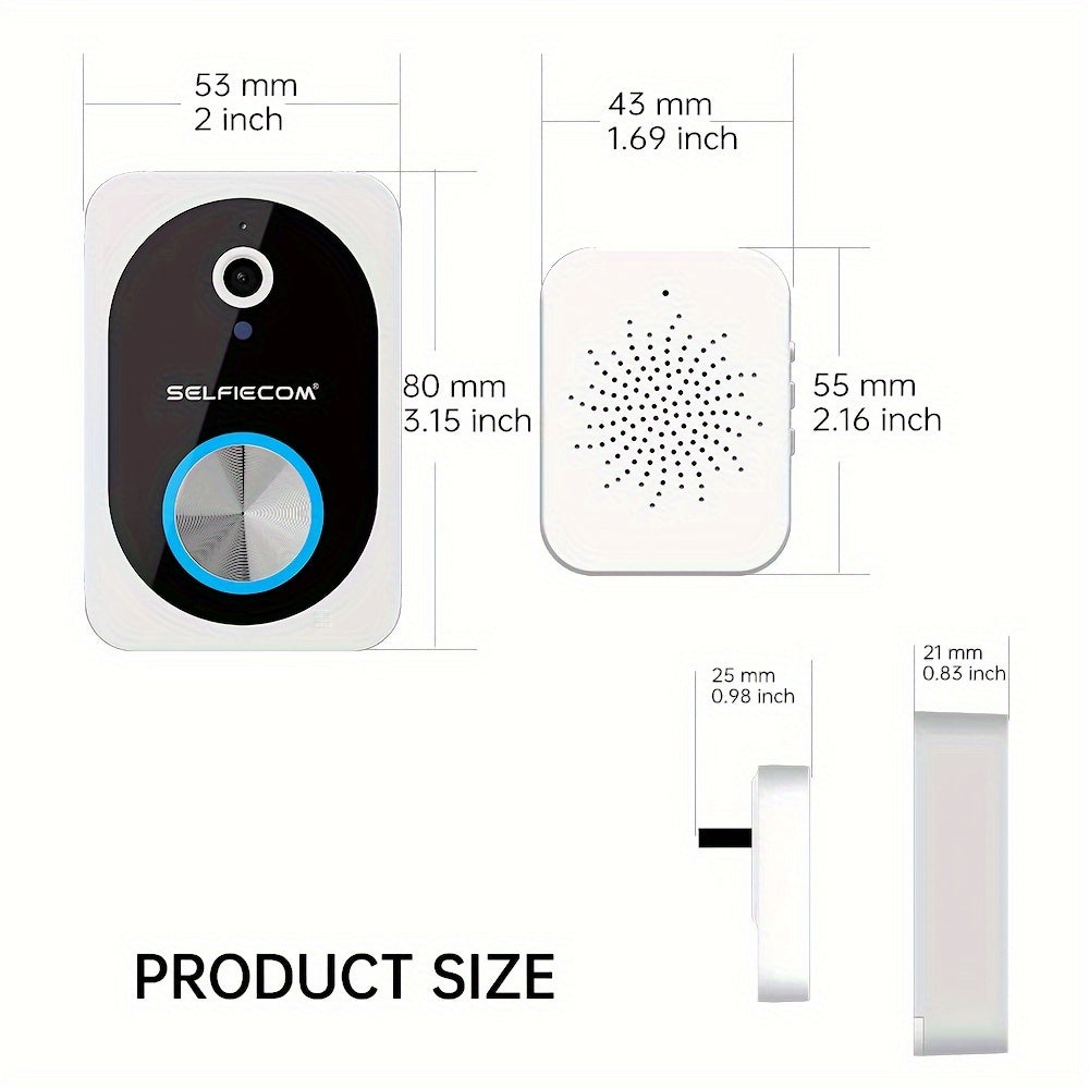 Soneria inteligentă vizuală Dingdong, 2,4 GHz WiFi Wireless Viziune nocturnă de înaltă definiție, 72 de ore de stocare video în cloud, Funcție inteligentă de schimbare a vocii