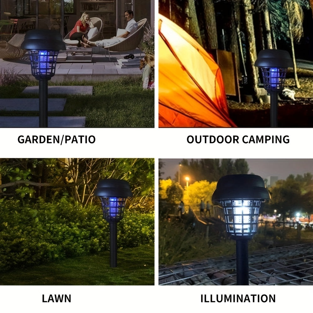 Lampa solară împotriva țânțarilor, două moduri, lumină albă, mov, în aer liber, rotund, împotriva țânțarilor, grădină, curte, vilă, gazon, insecte, lampă de iluminat, rezistentă la apă
