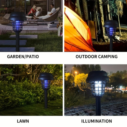 Lampa solară împotriva țânțarilor, două moduri, lumină albă, mov, în aer liber, rotund, împotriva țânțarilor, grădină, curte, vilă, gazon, insecte, lampă de iluminat, rezistentă la apă