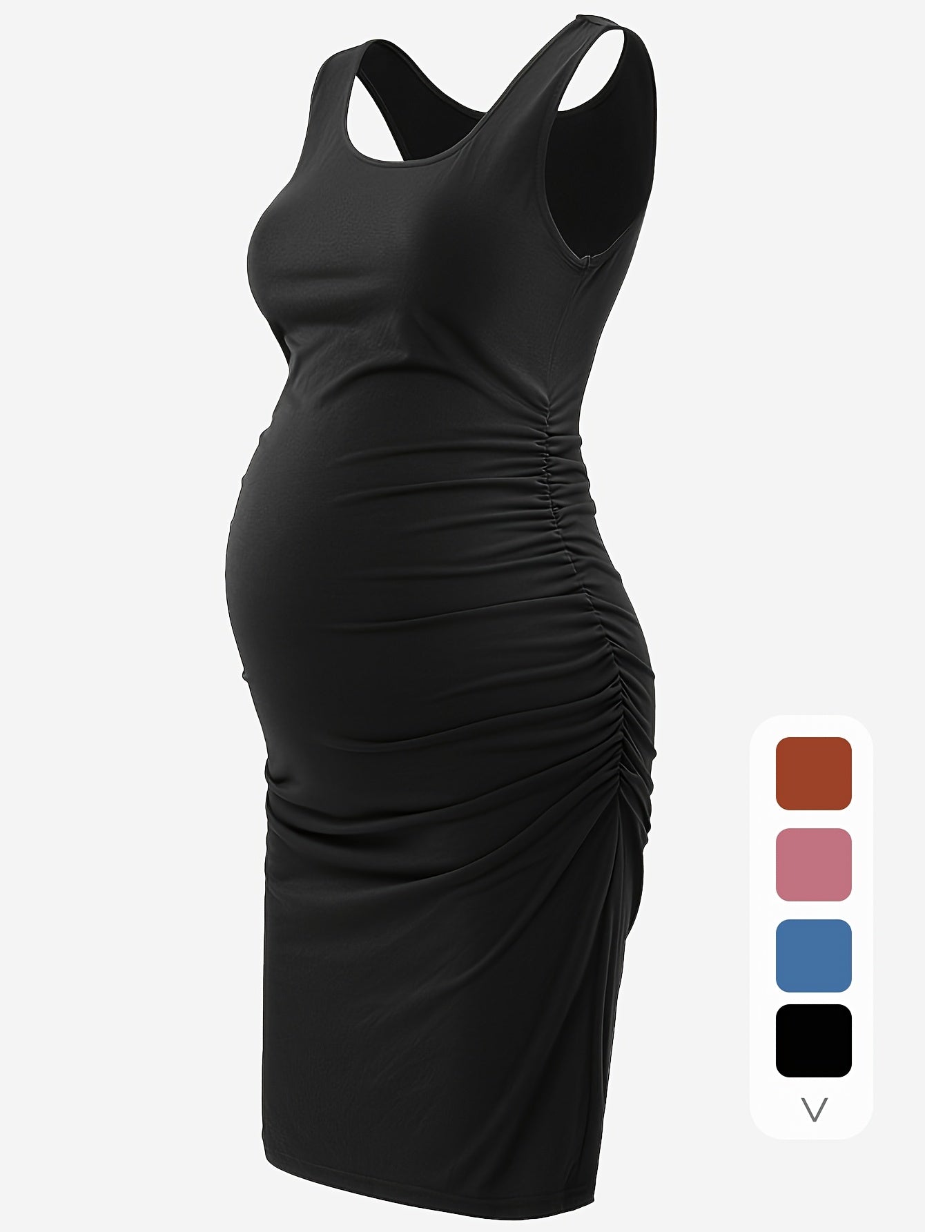 Rochie tanc elegantă pentru gravidă, rochie cu volanată laterală fără mâneci, haine pentru gravide de vară