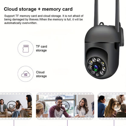 Cameră de vedere nocturnă Wi-Fi - Supraveghere 2,4 GHz Wi-Fi 360° PTZ 1080P Monitor de vedere nocturnă - Cameră de securitate în aer liber pentru siguranța persoanelor în vârstă și a animalelor de companie cu detectie inteligentă a mișcării.