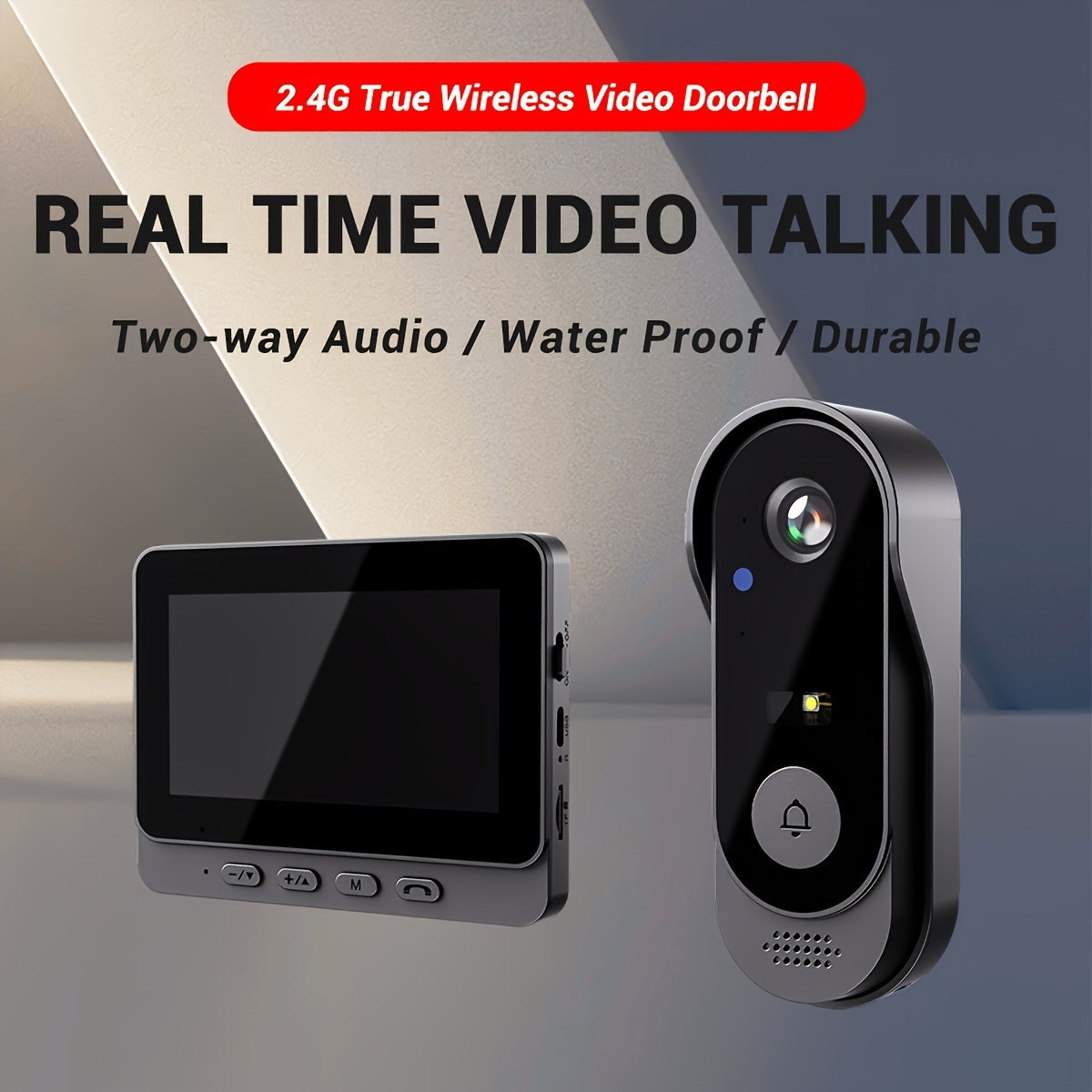 Sonerie video, impermeabilă cu monitor de interior, ecran de 10,92 cm, acceptă interfon bidirecțional, memorie card TF cu viziune nocturnă, sonerie inteligentă, supraveghere video, dispozitiv de securitate modern,