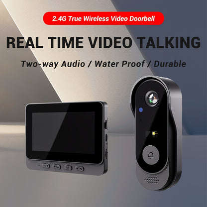 Sonerie video, impermeabilă cu monitor de interior, ecran de 10,92 cm, acceptă interfon bidirecțional, memorie card TF cu viziune nocturnă, sonerie inteligentă, supraveghere video, dispozitiv de securitate modern,