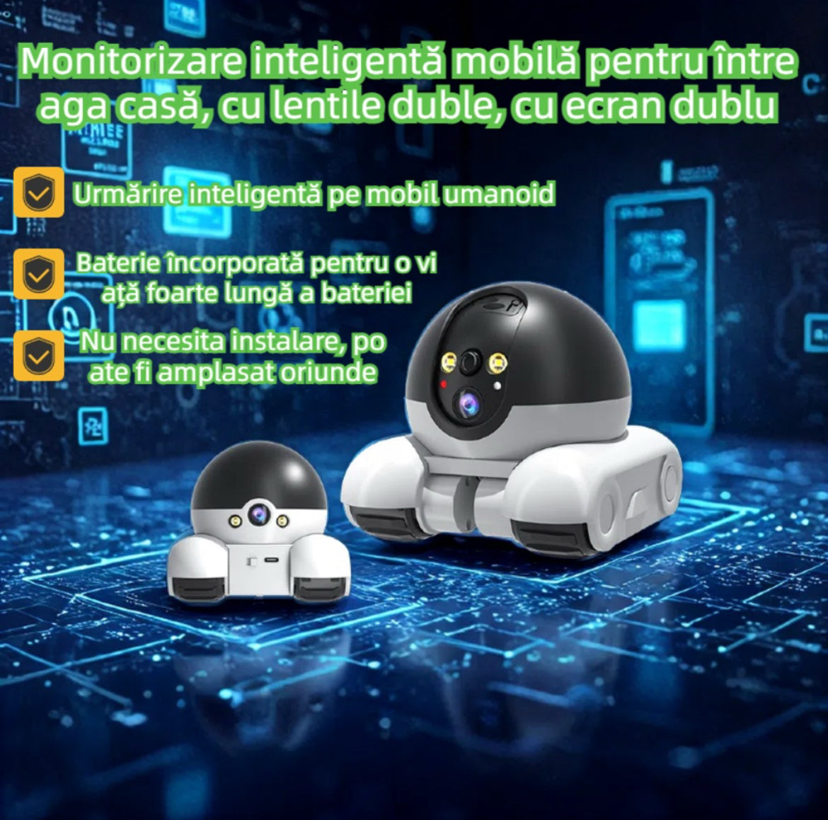 Cameră wireless de supraveghere pentru animale de companie de urmărire AI