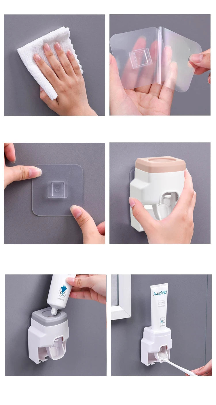 Dozator automat de pastă de dinți Suport creativ de perete și storcator pentru suport de periuță de dinți