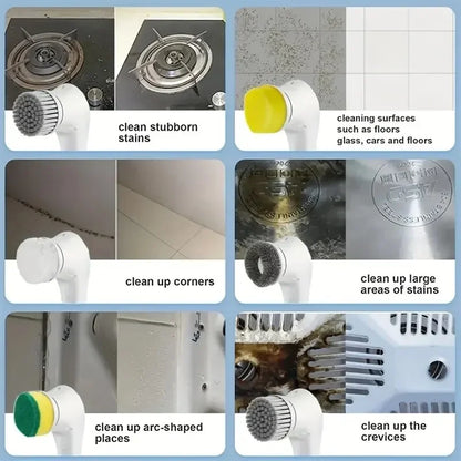 Perie electrică de curățare multifuncțională cinci într-unul pentru spălarea băii și instrumentele de curățare a bucătăriei
