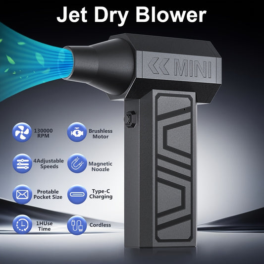 Suflantă Turbo Jet, Aparat de îndepărtare a prafului, curățare interioară a mașinii, ventilator Turbo Jet, Turbofan Tec, cu încărcare electrică, cu aer portabil, 130000 rpm, instrument de curățare, 5 duze de ieșire