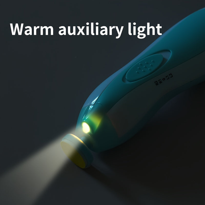 Kit de taiat unghii electric pentru tineri UNICHERRY 6 în 1, roz și albastru - Îngrijire sigură și ușoară pentru tineri până la adulți cu lumină LED, 6 plăcuțe de șlefuit și pilă de unghii
