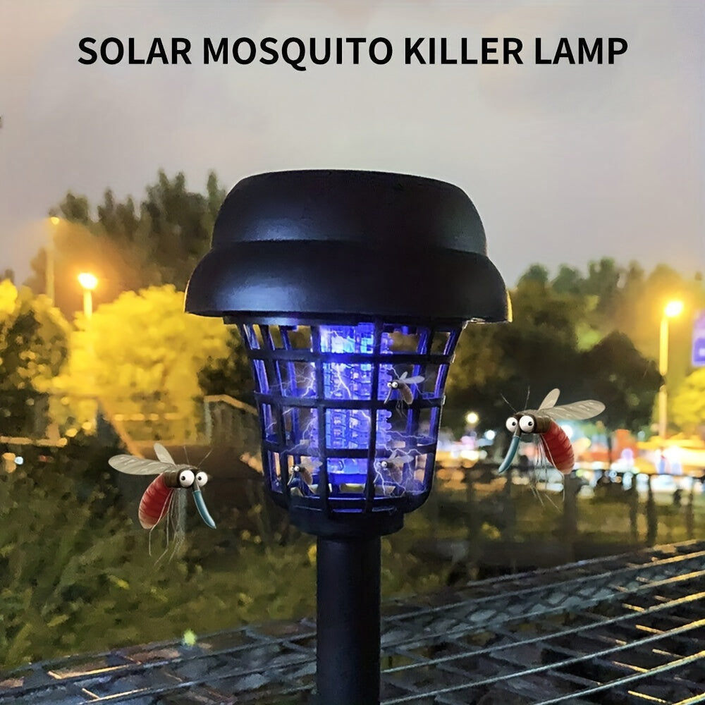 Lampa solară împotriva țânțarilor, două moduri, lumină albă, mov, în aer liber, rotund, împotriva țânțarilor, grădină, curte, vilă, gazon, insecte, lampă de iluminat, rezistentă la apă
