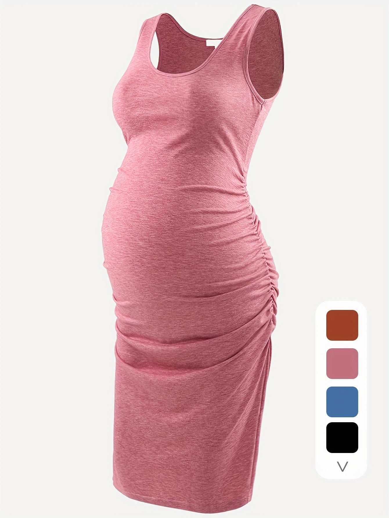 Rochie tanc elegantă pentru gravidă, rochie cu volanată laterală fără mâneci, haine pentru gravide de vară