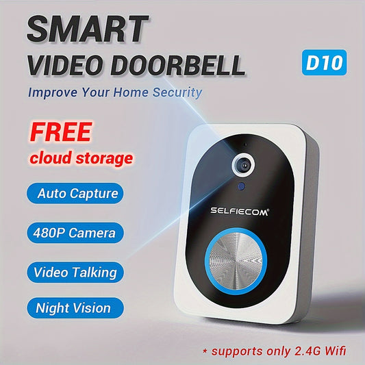 Soneria inteligentă vizuală Dingdong, 2,4 GHz WiFi Wireless Viziune nocturnă de înaltă definiție, 72 de ore de stocare video în cloud, Funcție inteligentă de schimbare a vocii