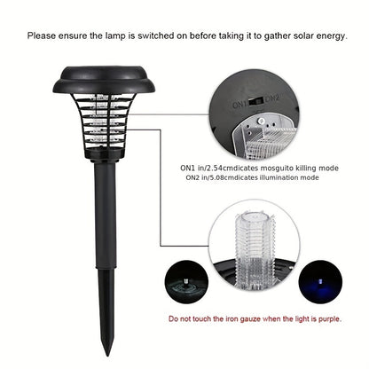Lampa solară împotriva țânțarilor, două moduri, lumină albă, mov, în aer liber, rotund, împotriva țânțarilor, grădină, curte, vilă, gazon, insecte, lampă de iluminat, rezistentă la apă
